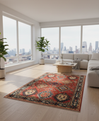 RED MULTICOLOR TRADITIONAL HAND TUFTED RUG