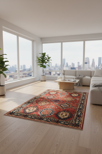RED MULTICOLOR TRADITIONAL HAND TUFTED RUG