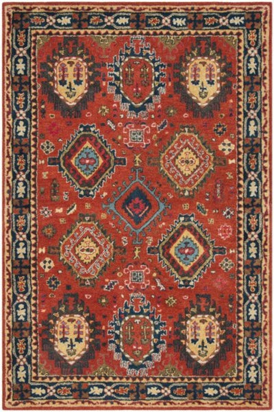 RED MULTICOLOR TRADITIONAL HAND TUFTED RUG