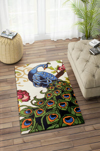 MULTICOLOR PEACOCK HAND TUFTED CARPET by Imperial Knots - Image 2