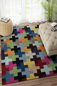 MULTICOLOR PIXEL HAND TUFTED CARPET by Imperial Knots - Image 2