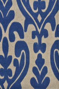 BLUE AND GREY DAMASK HAND TUFTED CARPET by Imperial Knots - Image 3