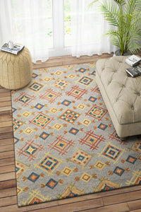 MULTICOLOR GREY TRADITIONAL HAND TUFTED CARPET by Imperial Knots - Image 2