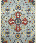 GREY AND RED FLORAL HAND TUFTED CARPET