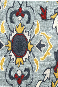 GREY AND RED FLORAL HAND TUFTED CARPET by Imperial Knots - Image 3