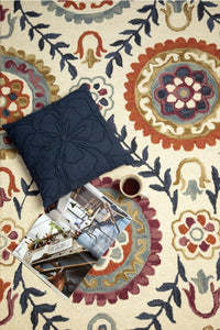 MULTICOLOR SUZANI HAND TUFTED CARPET CLOSEUP by Imperial Knots