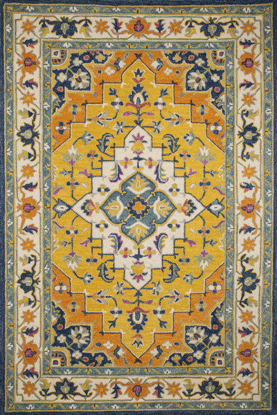 YELLOW MULTICOLOR TRADITIONAL HAND TUFTED RUG
