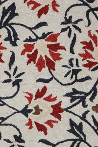 BEIGE RED FLORAL HAND TUFTED CARPET by Imperial Knots - Image 2