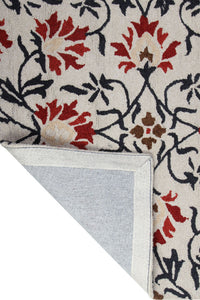 BEIGE RED FLORAL HAND TUFTED CARPET by Imperial Knots - Image 3