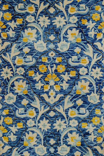 BLUE FLORAL HAND TUFTED CARPET