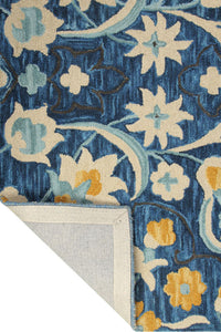 BLUE FLORAL HAND TUFTED CARPET by Imperial Knots - Image 4