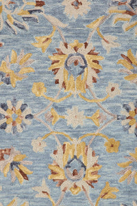 BLUE GREY FLORAL HAND TUFTED CARPET by Imperial Knots - Image 3