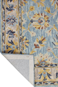 BLUE GREY FLORAL HAND TUFTED CARPET by Imperial Knots - Image 4