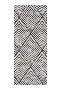 BLACK AND WHITE GEOMETRIC HAND TUFTED RUNNER CARPET by Imperial Knots - Image 1