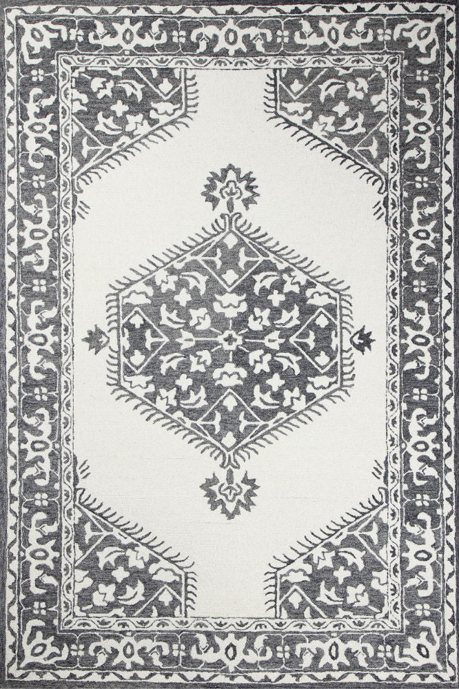 IVORY CHARCOAL PERSIAN HAND TUFTED CARPET