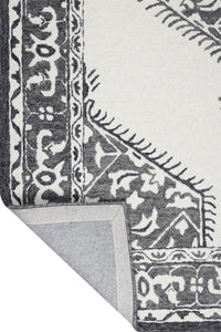 IVORY CHARCOAL PERSIAN HAND TUFTED CARPET by Imperial Knots - Image 4