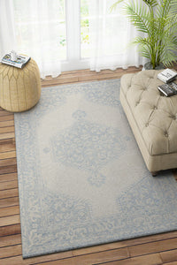 BLUE TRADITIONAL HAND TUFTED CARPET by Imperial Knots - Image 2