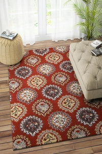 MAROON FLORAL HAND TUFTED CARPET by Imperial Knots - Image 2