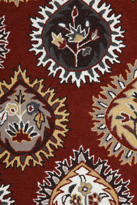 MAROON FLORAL HAND TUFTED CARPET by Imperial Knots - Image 3