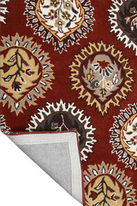 MAROON FLORAL HAND TUFTED CARPET by Imperial Knots - Image 4