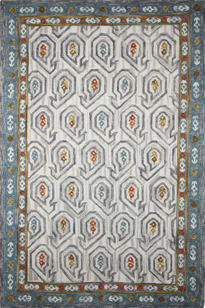 IVORY AND GREY TRADITIONAL HAND TUFTED CARPET