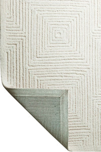 IVORY GEOMETRIC HAND TUFTED CARPET by Imperial Knots - Image 4