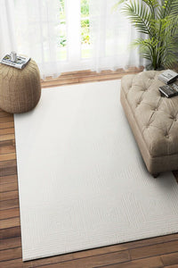 IVORY GEOMETRIC HAND TUFTED CARPET by Imperial Knots - Image 2
