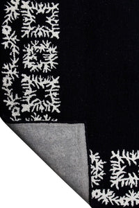BLACK AND WHITE FLORAL HAND TUFTED CARPET by Imperial Knots - Image 4