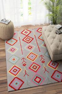 GREY MULTICOLOR GEOMETRIC HAND TUFTED CARPET by Imperial Knots - Image 2