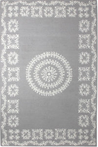GREY AND WHITE FLORAL HAND TUFTED CARPET by Imperial Knots - Image 1