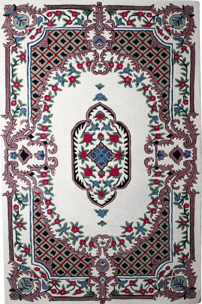 IVORY MULTICOLOR MEDALLION HAND TUFTED CARPET