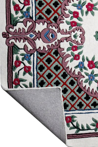 IVORY MULTICOLOR MEDALLION HAND TUFTED CARPET by Imperial Knots - Image 4