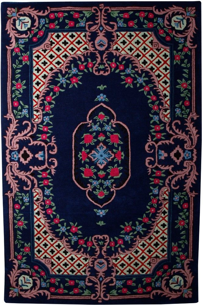 BLUE MULTICOLOR MEDALLION HAND TUFTED CARPET