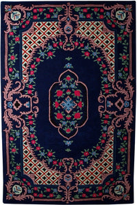 BLUE MULTICOLOR MEDALLION HAND TUFTED CARPET by Imperial Knots - Image 1