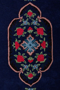 BLUE MULTICOLOR MEDALLION HAND TUFTED CARPET by Imperial Knots - Image 3