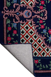 BLUE MULTICOLOR MEDALLION HAND TUFTED CARPET by Imperial Knots - Image 4