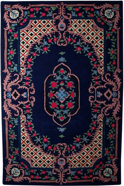 BLUE MULTICOLOR MEDALLION HAND TUFTED CARPET
