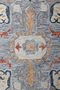 GREY MULTICOLOR SUZANI HAND TUFTED CARPET by Imperial Knots - Image 3