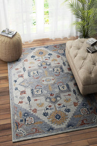 GREY MULTICOLOR SUZANI HAND TUFTED CARPET by Imperial Knots - Image 2