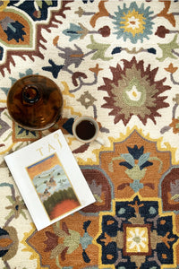 MULTICOLOR SUZANI HAND TUFTED CARPET CLOSEUP by Imperial Knots