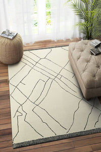 IVORY BLACK GEOMETRIC HAND TUFTED CARPET by Imperial Knots - Image 2