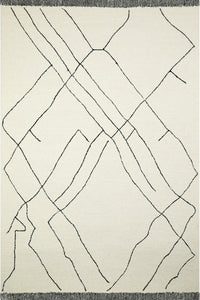 IVORY BLACK GEOMETRIC HAND TUFTED CARPET by Imperial Knots - Image 1