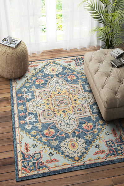 BLUE MULTICOLOR TRADITIONAL HAND TUFTED CARPET