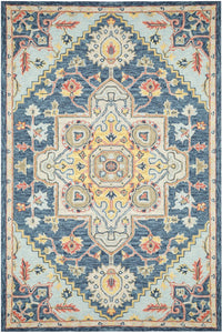 BLUE MULTICOLOR TRADITIONAL HAND TUFTED CARPET by Imperial Knots - Image 1