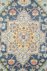BLUE MULTICOLOR TRADITIONAL HAND TUFTED CARPET by Imperial Knots - Image 3