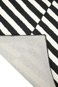 BLACK AND WHITE GEOMETRIC HAND TUFTED CARPET by Imperial Knots - Image 4