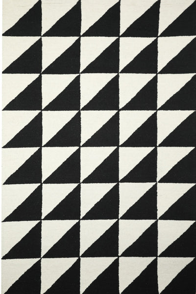 BLACK AND WHITE GEOMETRIC HAND TUFTED CARPET