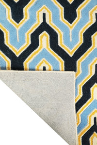 BLUE MULTICOLOR BEIGE BESPOKE HAND TUFTED CARPET by Imperial Knots - Image 4