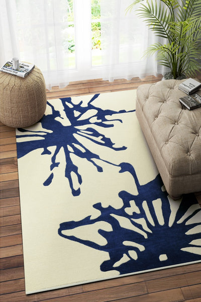 IVORY NAVY BLUE BESPOKE HAND TUFTED CARPET