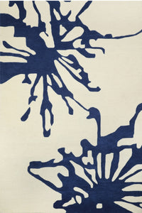 IVORY NAVY BLUE BESPOKE HAND TUFTED CARPET by Imperial Knots - Image 2